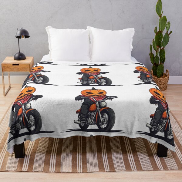 Item preview, Jack-o'-Lantern Biker on Motorcycle designed and sold by IllustrifyArts.