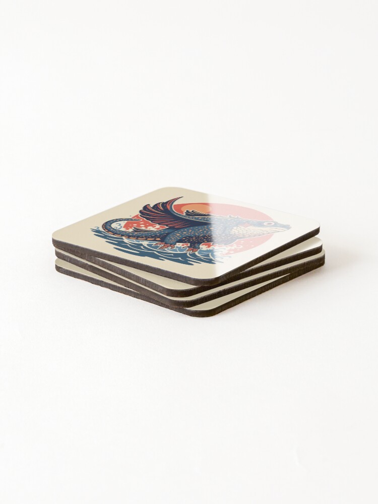 Thumbnail 4 of 5, Coasters (Set of 4), Soaring Sea Lizard Rises designed and sold by LiveDesigner.