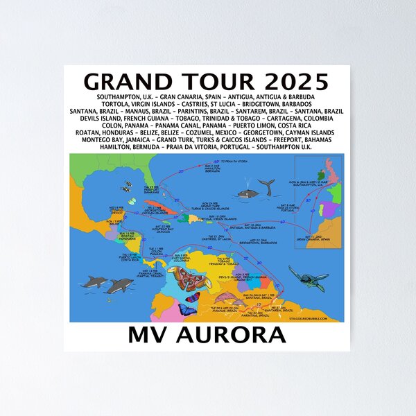 Item preview,  P@O 2025 R501 GRAND TOUR AMAZON & CARIBBEAN CRUISE FULLY ILLUSTRATED ROUTE MAP designed and sold by stilgoe.