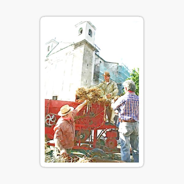 Item preview, Peasants next to the thresher machine designed and sold by Giuseppe Cocco.