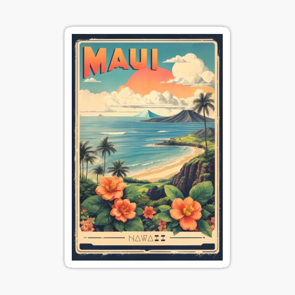 Artikel-Vorschau von Mauis Vintage-Charme: Retro-Reiseposter, designt und verkauft von Ceemko's Vintage Corner.