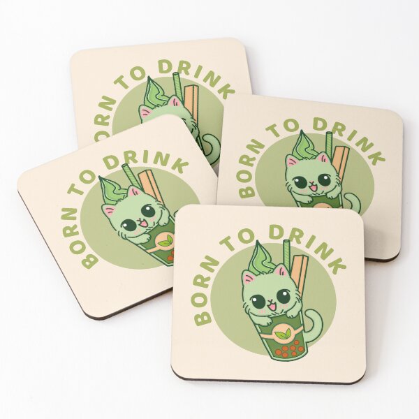 Item preview, Born To Drink Matcha, Matcha Bubble Tea Cat designed and sold by BGMeYou.