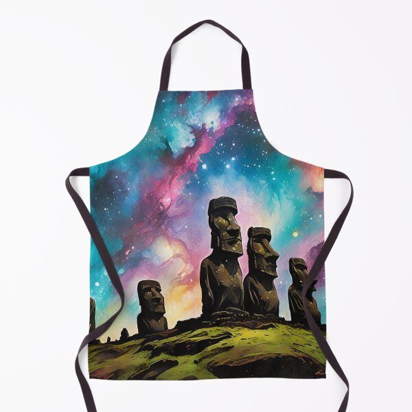 Item preview, Moai statues with galaxy sky background designed and sold by HardToFindMerchandise.