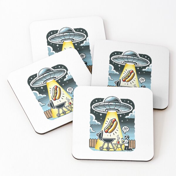 Item preview, Alien Spaceship Abducting a Hot Dog From a Backyard designed and sold by MaateoDesign.