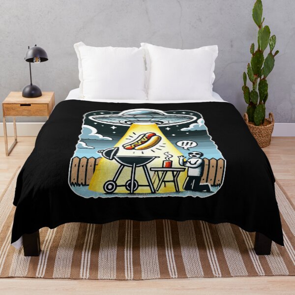 Item preview, Alien Spaceship Abducting a Hot Dog From a Backyard designed and sold by MaateoDesign.