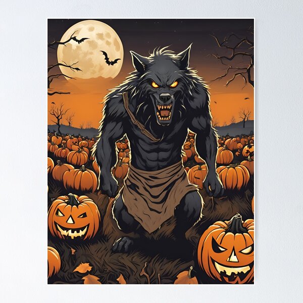 Item preview, Howl-oween is here! Our werewolf is ready to gather some pumpkins designed and sold by Pigmentra.