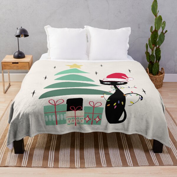 Item preview, Retro Mid Century Atomic Christmas Tree and Cat designed and sold by trdstudio.