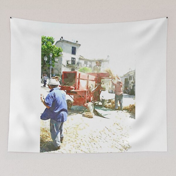 Item preview, Peasants next to the thresher machine designed and sold by Giuseppe Cocco.