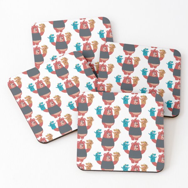 Item preview, puppet maker funny red bear pattern designed and sold by Stardust Motel.