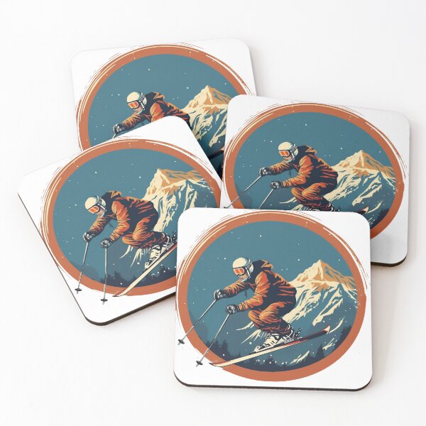 Item preview, Man skiing with a winter landscape in the background designed and sold by javierparra.