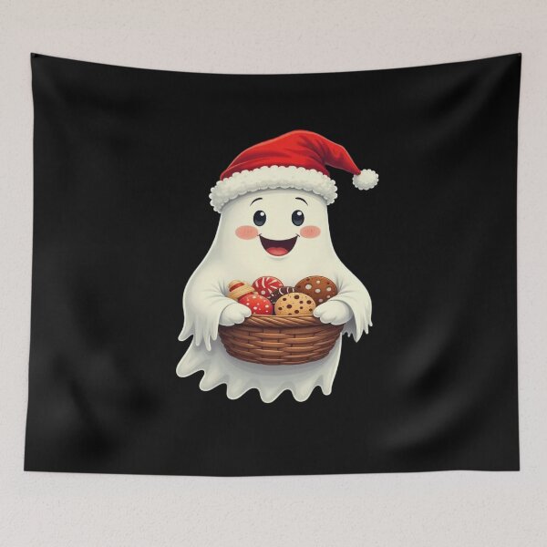 Item preview, Ghost with a basket of candy, Collecting Cookies and Candy for Santa. designed and sold by ElenaHrubes.