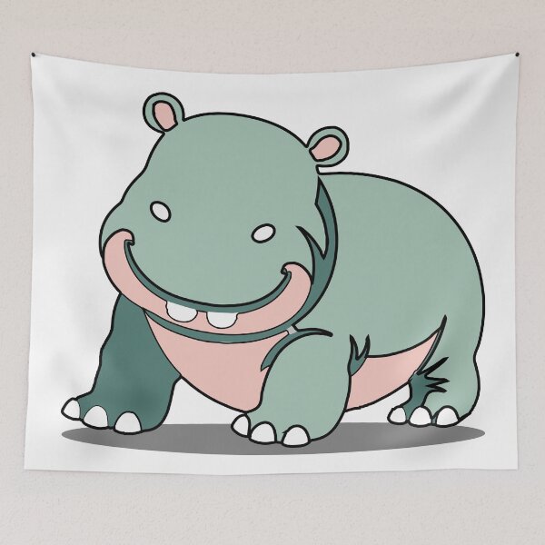 Item preview, moo deng faceless baby hippopotamus animal minimal flat illustration designed and sold by AtonuHaque.