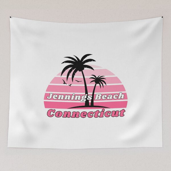 Item preview, Retro Cool Jennings Beach Connecticut Palm Tree at Sunset designed and sold by karmdaf.