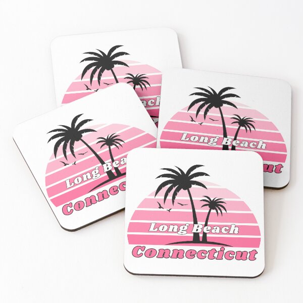 Item preview, Retro Cool Long Beach Connecticut Palm Tree at Sunset designed and sold by karmdaf.