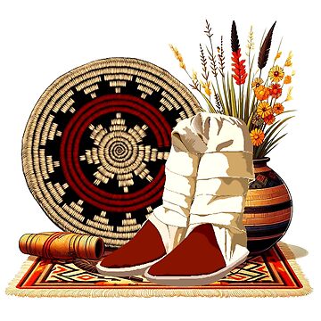 Artwork thumbnail, Navajo Wedding basket and moccasins by NativeGraffix