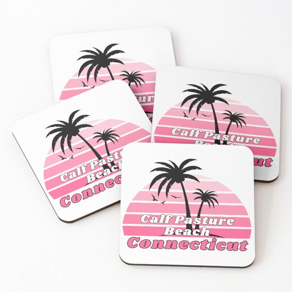 Item preview, Retro Cool Calf Pasture Beach Connecticut Palm Tree at Sunset designed and sold by karmdaf.
