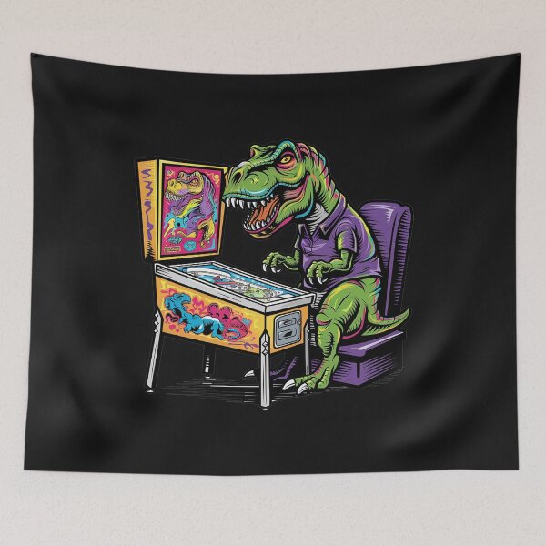 Item preview, Funny T-rex Dinosaur Playing Pinball Retro Graffiti designed and sold by Nature's Fancy.