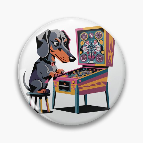 Item preview, Funny Dachshund Dog Playing Pinball Retro Graffiti designed and sold by Nature's Fancy.