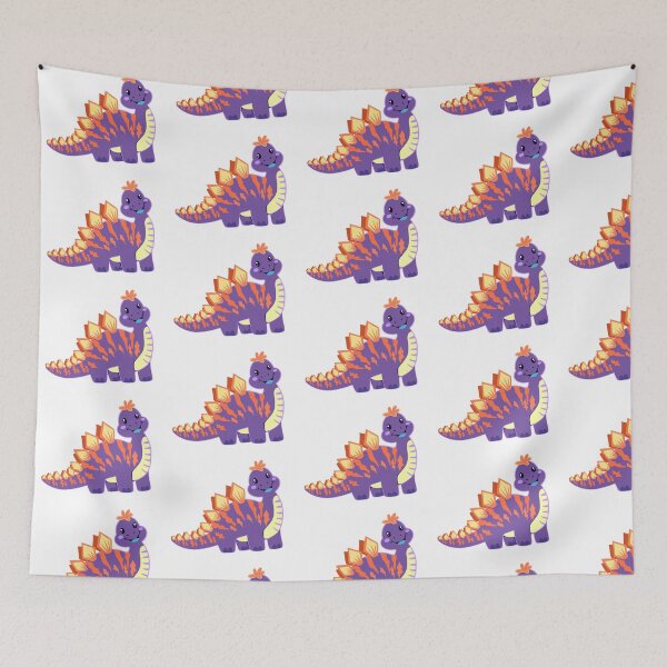 Item preview, Purple Happy Baby Dino Dinosaur with Orange Stripes and Big Smile designed and sold by InspiredForever.