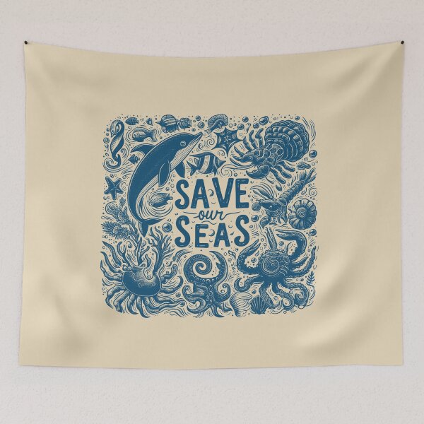 Item preview, Save Our Seas Ocean Animals Hand Drawn Vintage designed and sold by VerdePlantTees.