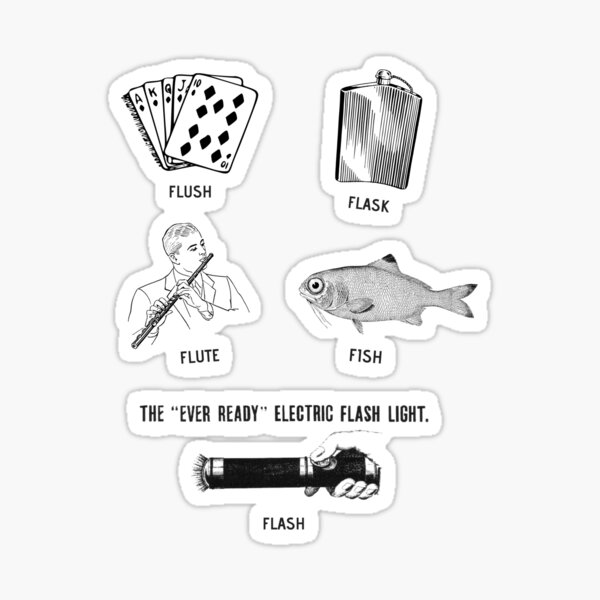 Flush, Flask, Flute, Fish, Flash Fun Sticker