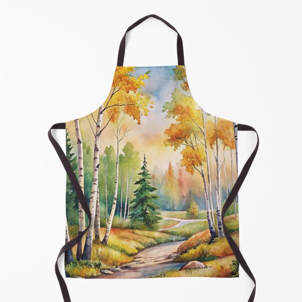 Item preview, aesthetic watercolor birch landscape garden scenery designed and sold by rlav123.