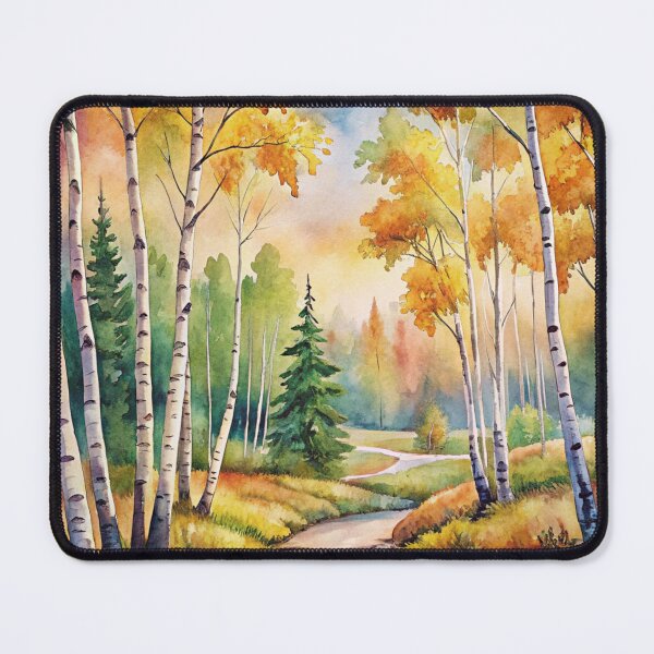 Item preview, aesthetic watercolor birch landscape garden scenery designed and sold by rlav123.