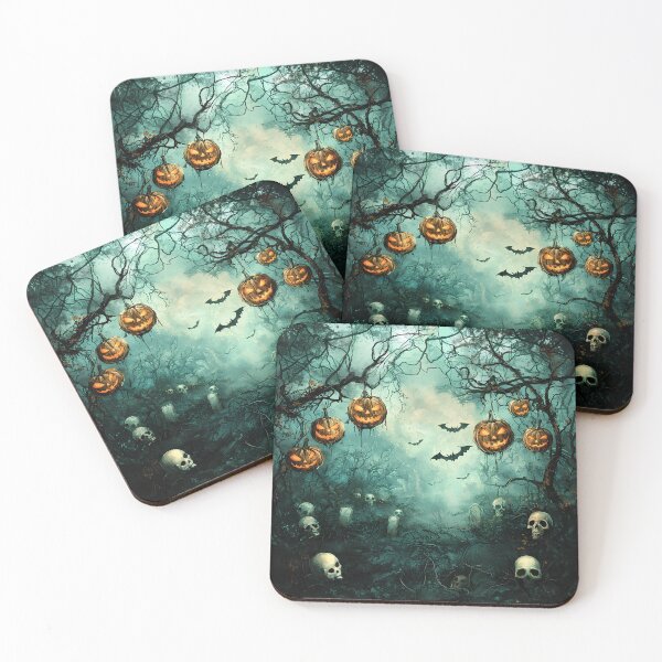 Item preview, Haunted Graveyard with Glowing Pumpkins and Bats designed and sold by Fab-Haven.