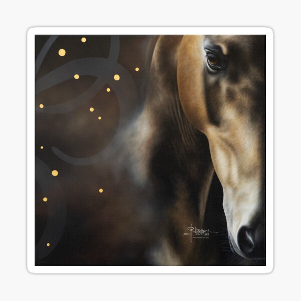 Aperçu de l'œuvre PHAETON Peinture cheval Akhal teke doré créée et vendue par SkyzuneART.
