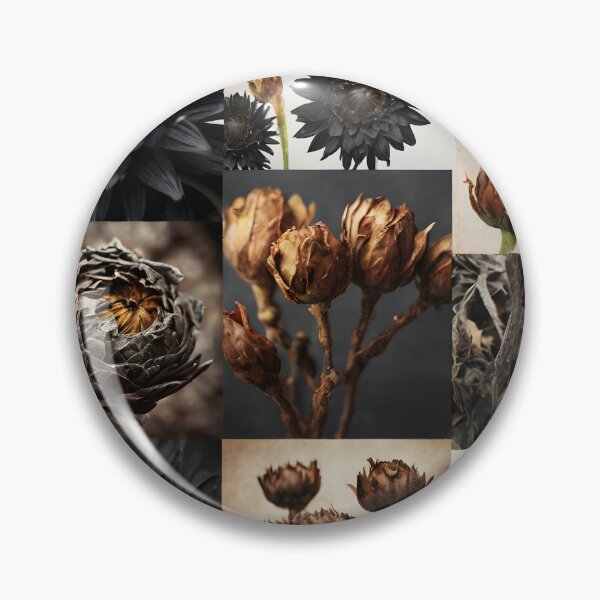 Item preview, Black dried flowers anfd beige collage for autumn and winter designed and sold by EmeraldeaArt.