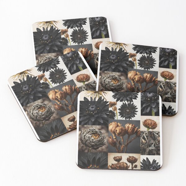 Item preview, Black dried flowers anfd beige collage for autumn and winter designed and sold by EmeraldeaArt.