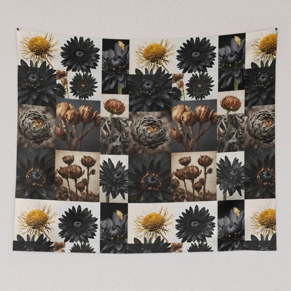 Item preview, Black dried flowers anfd beige collage for autumn and winter designed and sold by EmeraldeaArt.