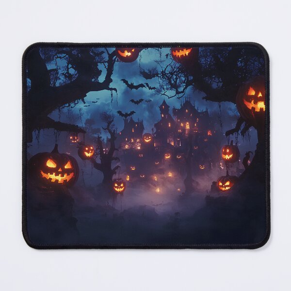 Item preview, Haunted Mansion with Jack-o'-lanterns and Bats designed and sold by Fab-Haven.