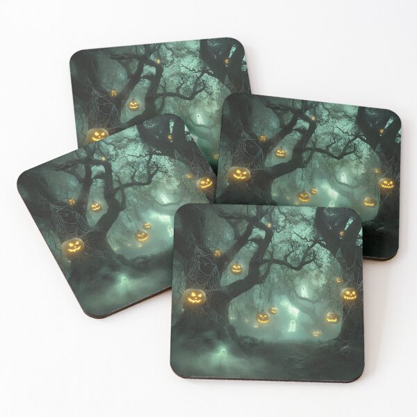 Item preview, Halloween Forest with Floating Jack-o'-lanterns and Ghosts designed and sold by Fab-Haven.