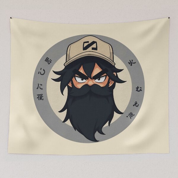 Item preview, Bearded Anime Warrior in Cap | Japanese Cartoon Art designed and sold by GALUMARKET.