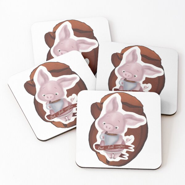 Item preview, Cute pink piggy with cup of coffee  designed and sold by TrusteeDesign.