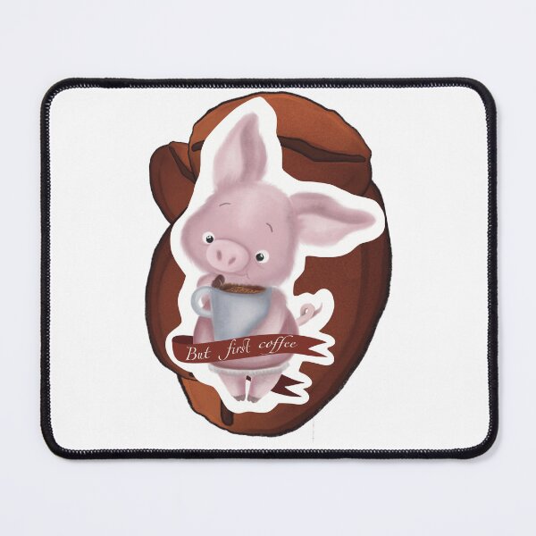Item preview, Cute pink piggy with cup of coffee designed and sold by TrusteeDesign.