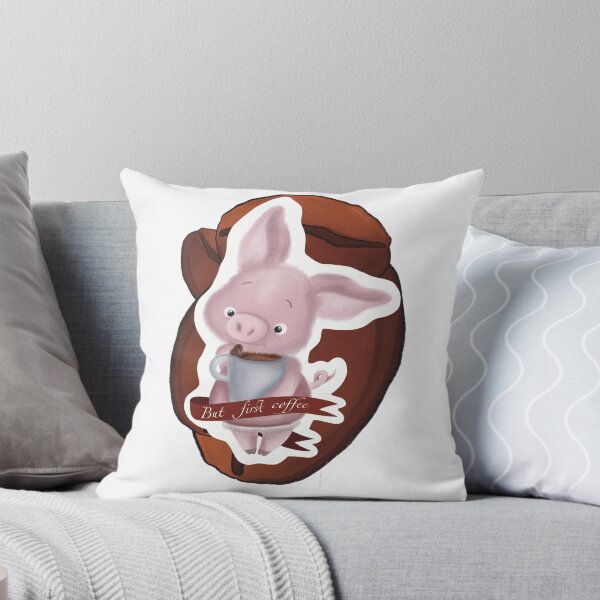Item preview, Cute pink piggy with cup of coffee  designed and sold by TrusteeDesign.