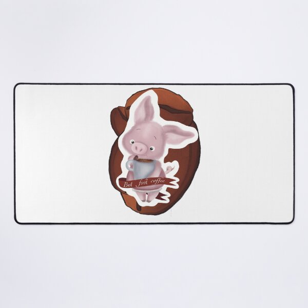 Item preview, Cute pink piggy with cup of coffee  designed and sold by TrusteeDesign.