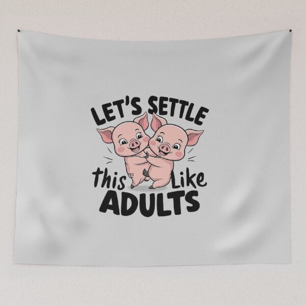 Item preview, Playful Piglet Fight - Settle Disputes Like Adults Cartoon Design designed and sold by love3617.