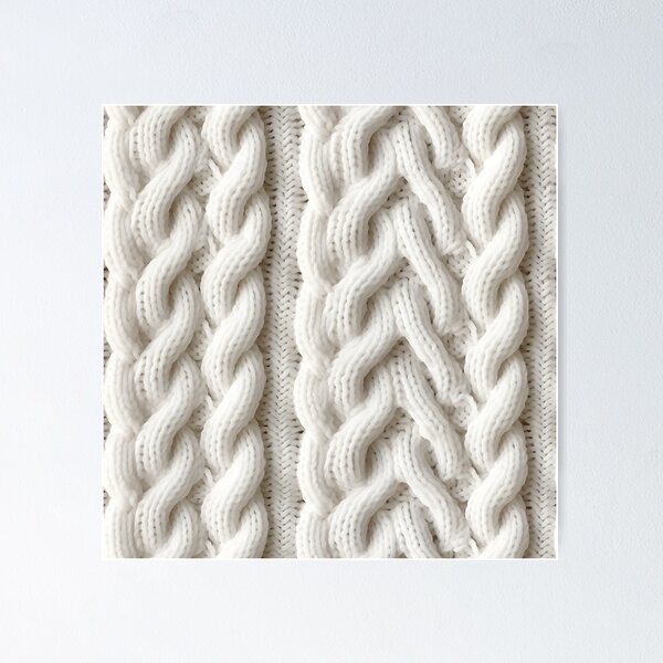 Item preview, Cozy White Knitted Yarn Texture Soft Cable Knit Pattern designed and sold by meganohm.