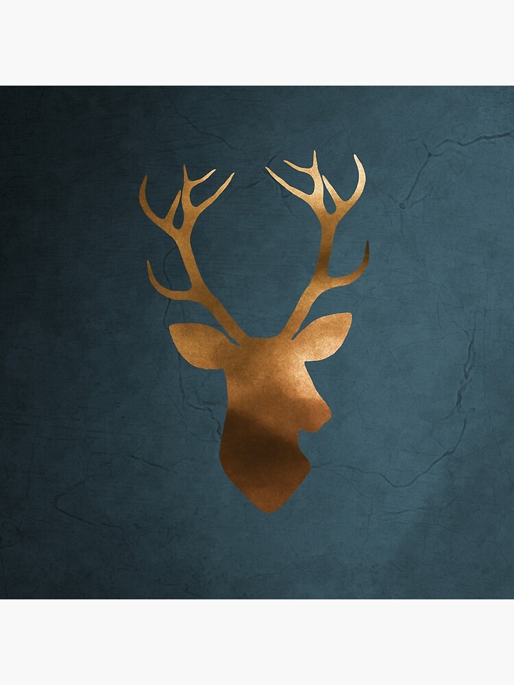 Thumbnail 4 von 4, Kissen, Blaues Gold-Aquarell des Rotwildkopfschattenbildes designt und verkauft von pallkris.