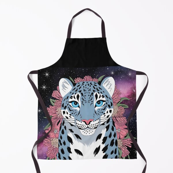 Artikelvorschau, Blaues Geparden-Leoparden-Design vor einem Hintergrund aus rosa Blumen und einer Astralgalaxie entworfen und verkauft von EmeraldeaArt.
