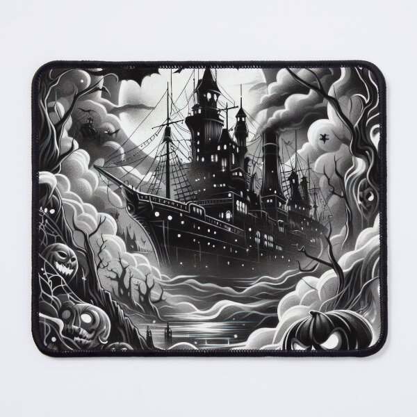 Item preview, dark ghost ship at night with full moon and ghosts Halloween ship ,Halloween ghost , Halloween tattoo , halloween pumpkin designed and sold by Expressions-Sel.