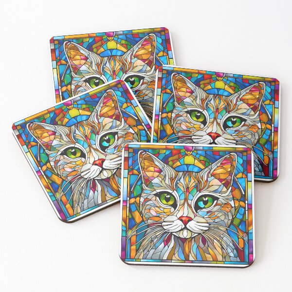 Item preview, Silver Tabby Cat Stained Glass – Perfect for Cat Lovers designed and sold by Fredster1966.