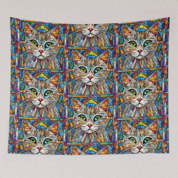 Item preview, Silver Tabby Cat Stained Glass – Perfect for Cat Lovers designed and sold by Fredster1966.