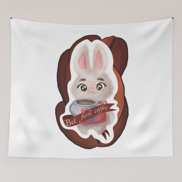 Item preview, Cute little bunny with cup of coffee  designed and sold by TrusteeDesign.
