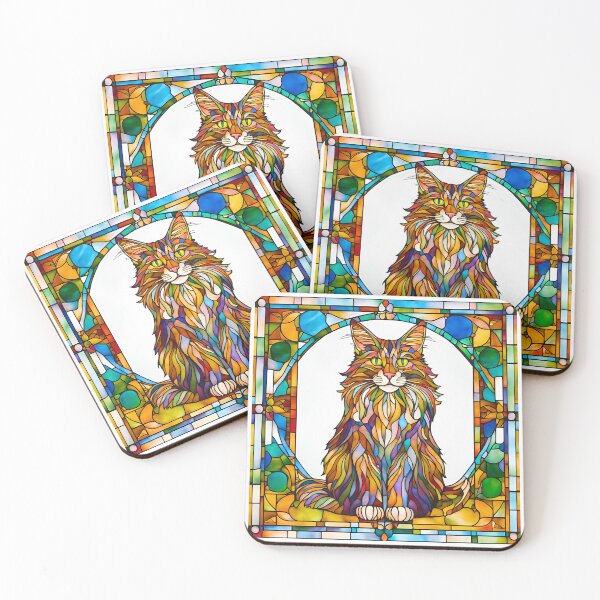 Item preview, Maine Coon Cat Stained Glass Art – Perfect for Cat Lovers designed and sold by Fredster1966.