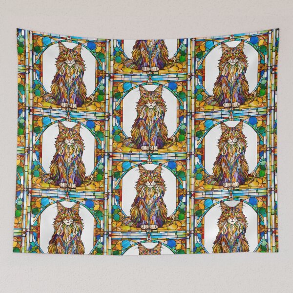 Item preview, Maine Coon Cat Stained Glass Art – Perfect for Cat Lovers designed and sold by Fredster1966.