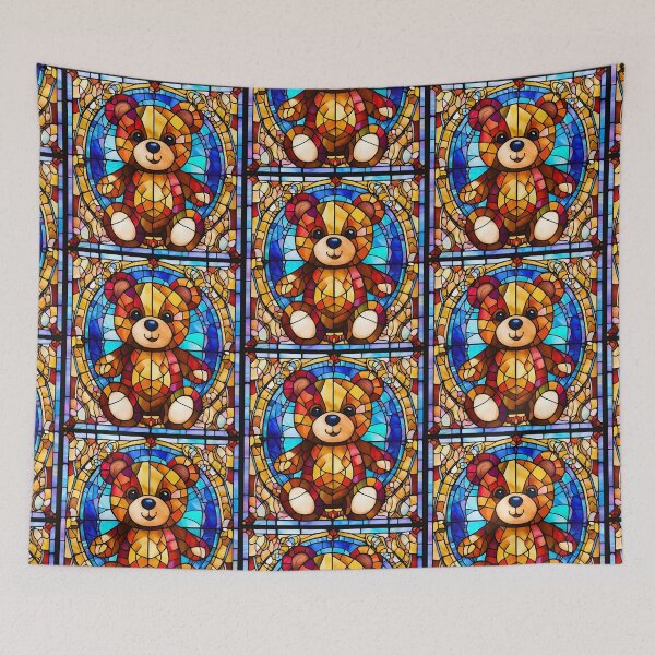 Item preview, Colorful Stained Glass Teddy Bear – Whimsical & Vibrant Art designed and sold by Fredster1966.